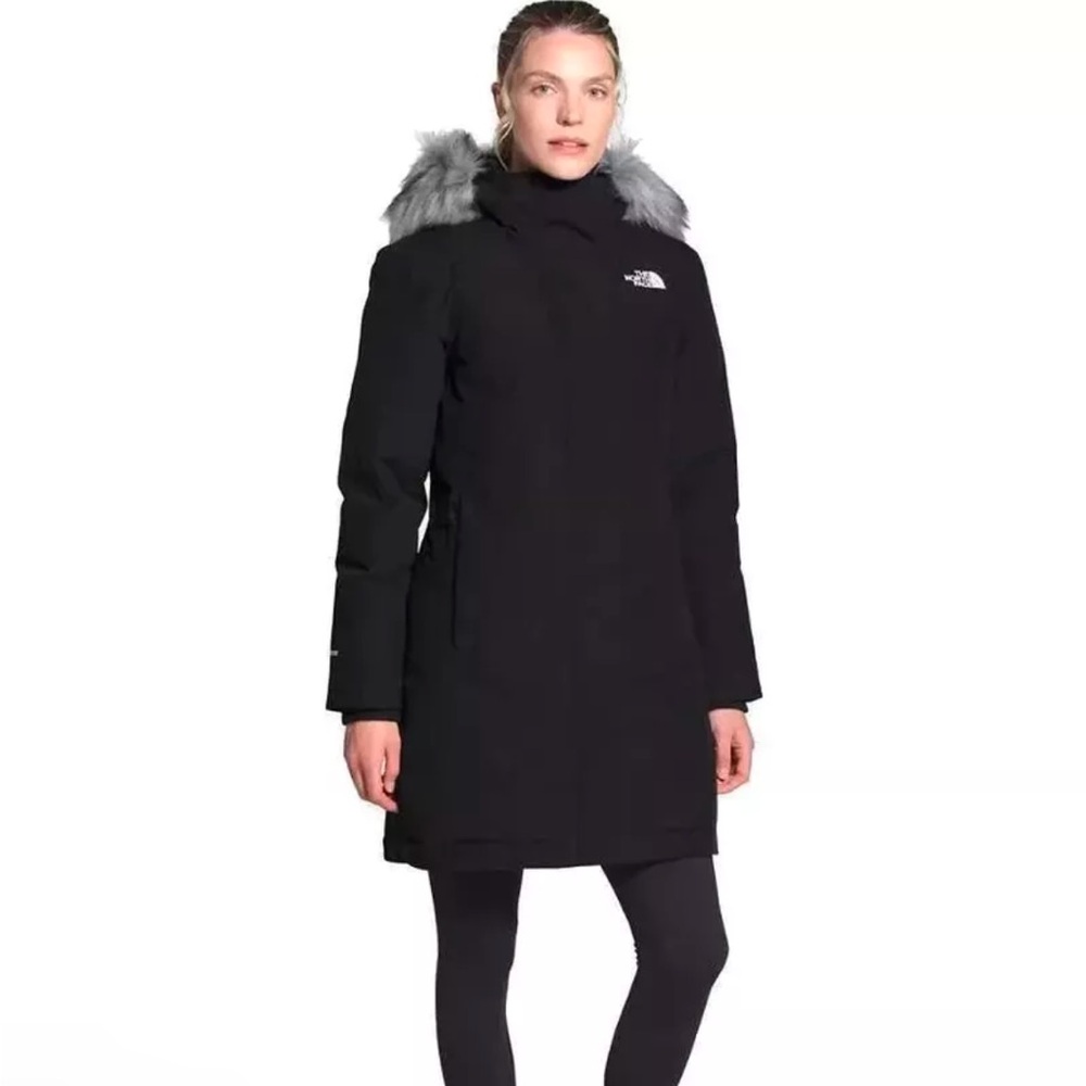 THE NORTH FACE Arctic Waterproof 550 Fill Down Parka Coat Faux Fur Black Size L